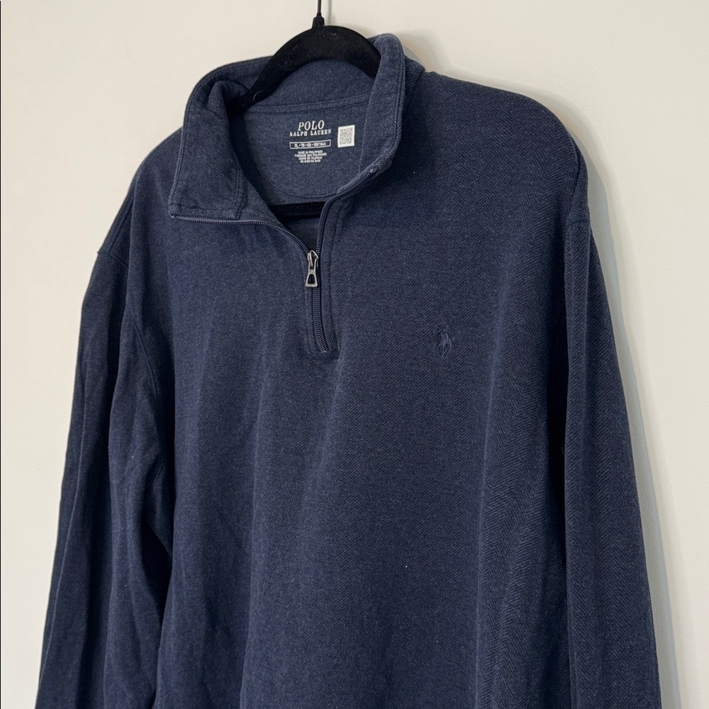 Polo by Ralph Lauren Men's Quarter Zip Sweater, Navy Blue - Size XL - Picture 3 of 6
